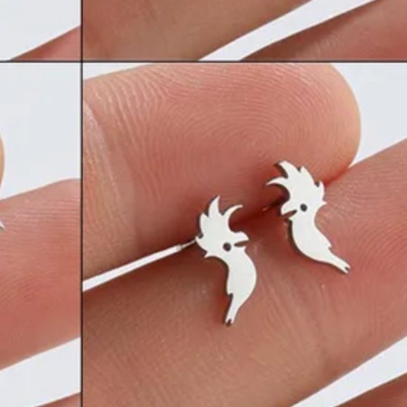 Tiny Hypoallergenic Stainless Cockatoo Cockatiel Bird  Earrings - Picture 1 of 1